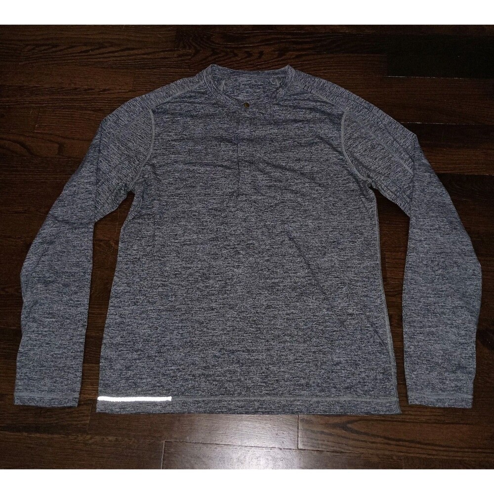 Lululemon Surge Long Sleeve Henley Mens XL Space Dye Camo Black Dark Slate